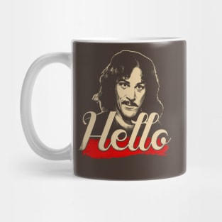 hello on red vintage design Mug